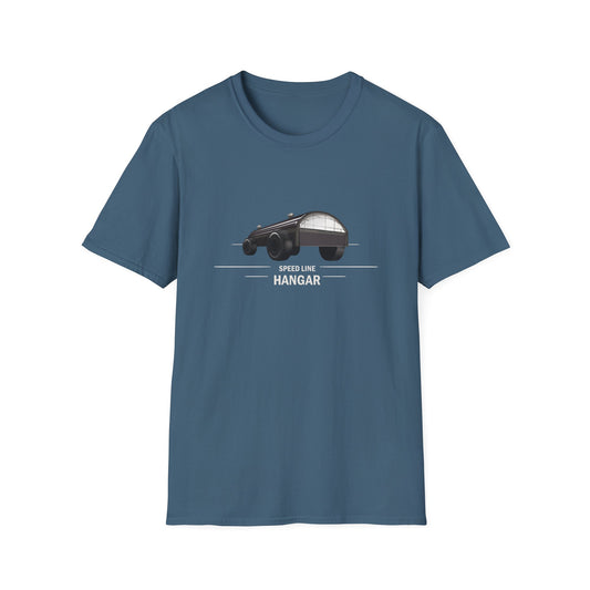 Vintage Car Enthusiast Unisex Softstyle T-Shirt - Speed Line Hangar Design